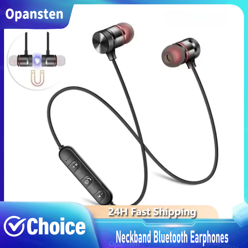 Magnetic Neckband Sports Earphones - หูฟังบลูทูธแบบคล้องคอ ชนิดอินเอียร์ แม่เหล็ก 4.2 เสียงสเตอริโอคู่ สำหรับออกกำลังกาย