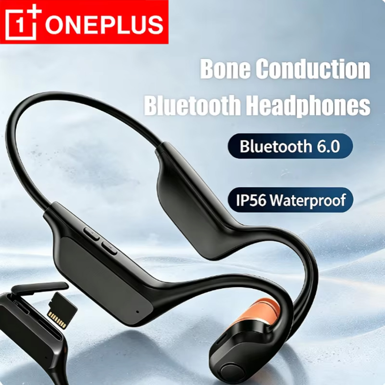 Bone Conduction Running Headphones - หูฟังบลูทูธแบบเปิดหู ใช้เทคโนโลยีการส่งเสียงผ่านกระดูกของ OnePlus พร้อมแบตเตอรี่ที่ใช้งานได้นานเป็นพิเศษ เหมาะสำหรับการวิ่ง ปั่นจักรยาน