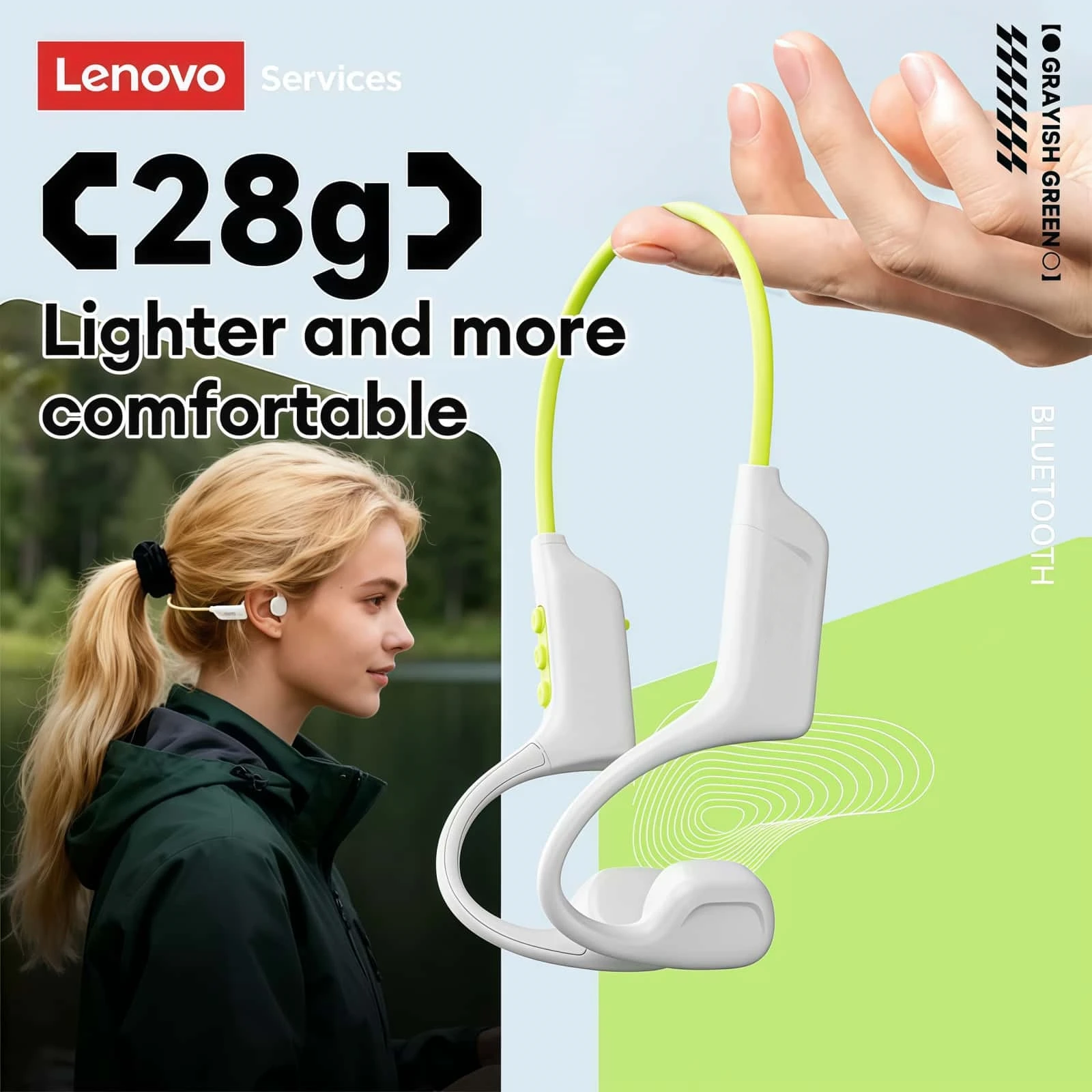 หูฟัง Lenovo S102 แบบนำเสียงผ่ - Bone Conduction Running Headphones บทวิจารณ์และราคา