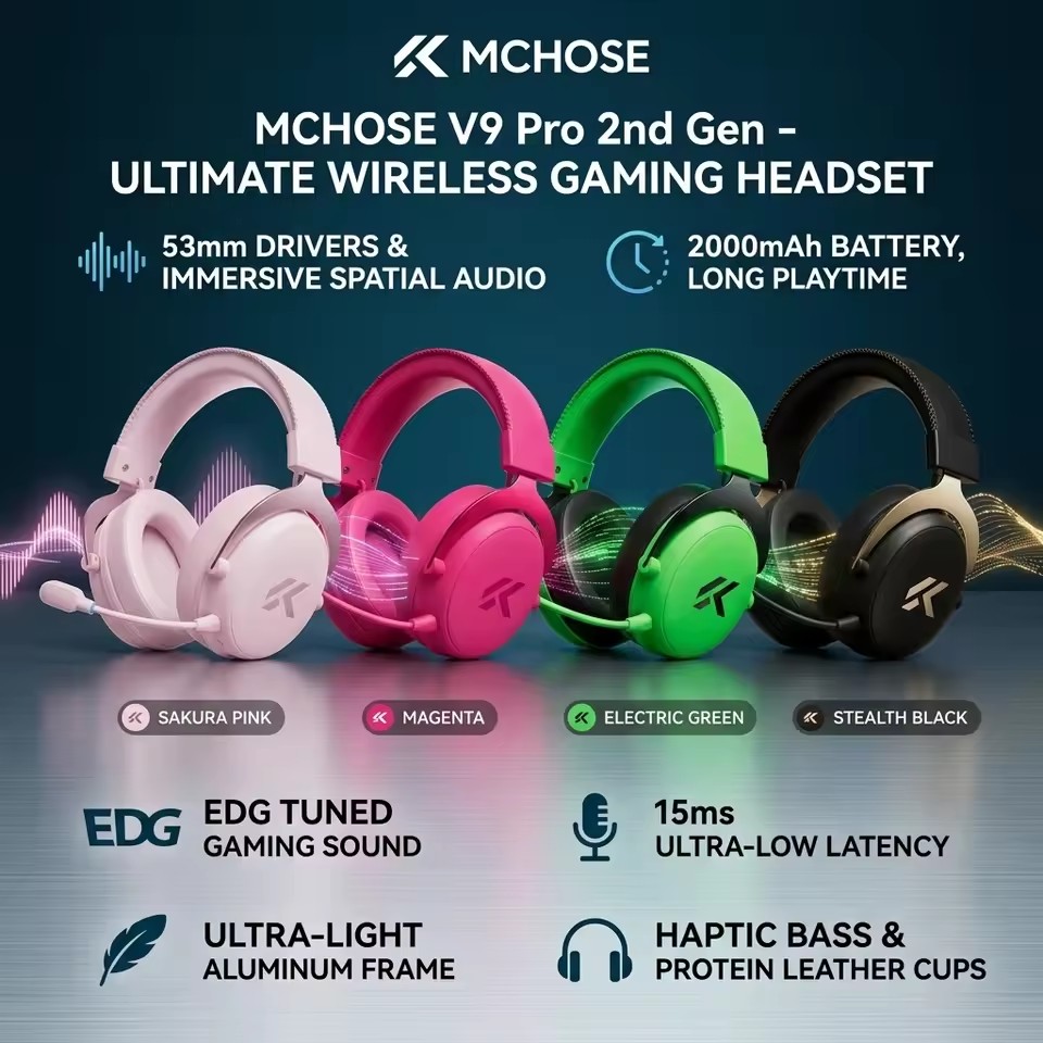 MCHOSE V9 Pro 2 หูฟังเกมมิ่งไร - Anc Wireless Over Ear Headphones บทวิจารณ์และราคา